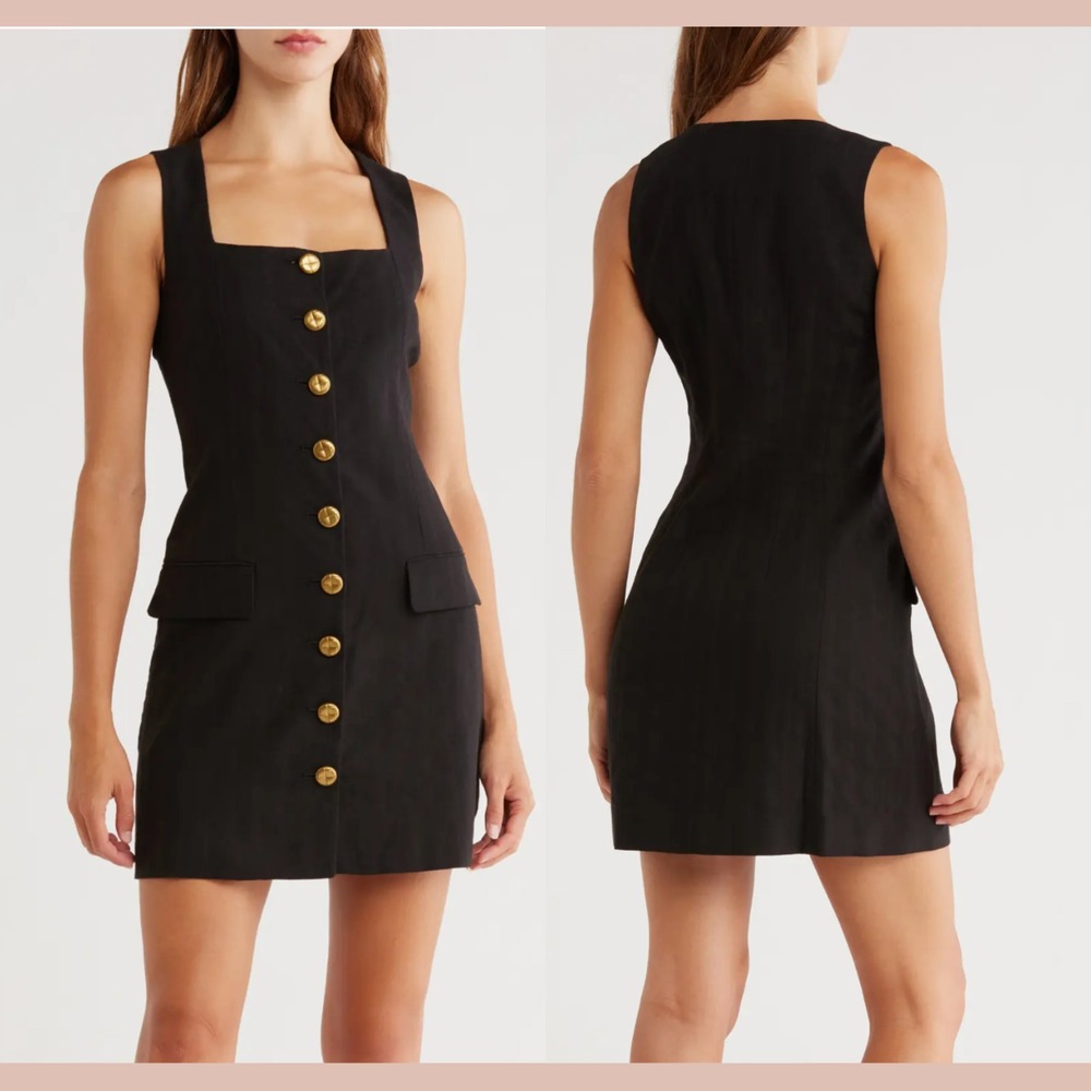 NWD $498 Rag & Bone [ 2 ] Mona‎ Sleeveless Cotton & Linen Minidress Black #7089